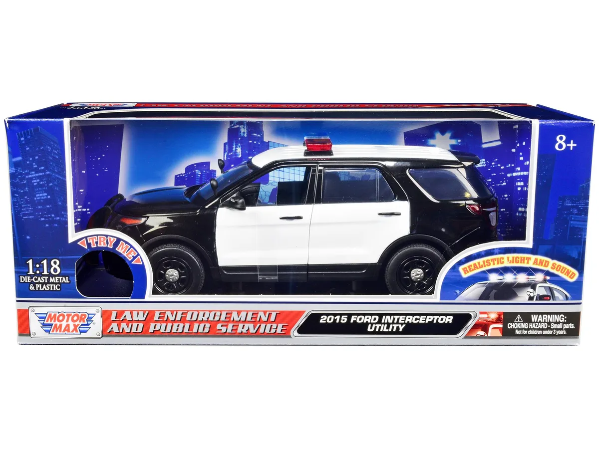 MOTORMAX MOTORMAX 2015 Ford Police Interceptor Utility 1/18 Diecast Vehicle with Lights &amp; Sounds — product photo