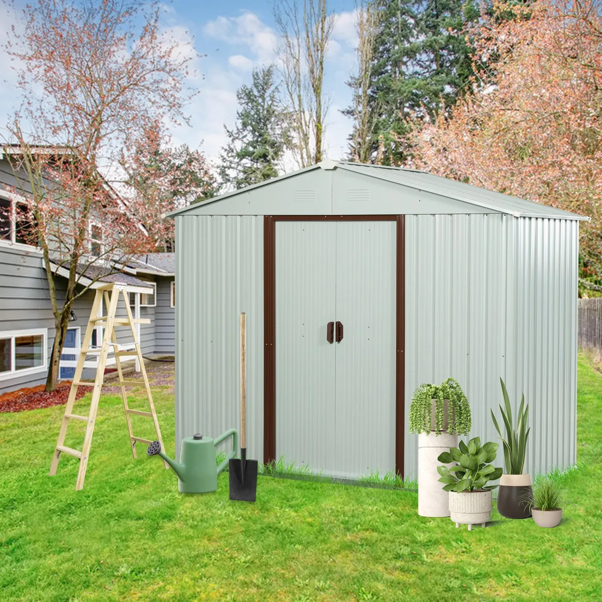 tuphen tuphen 8ft x 4ft Metal Storage Shed White — product photo