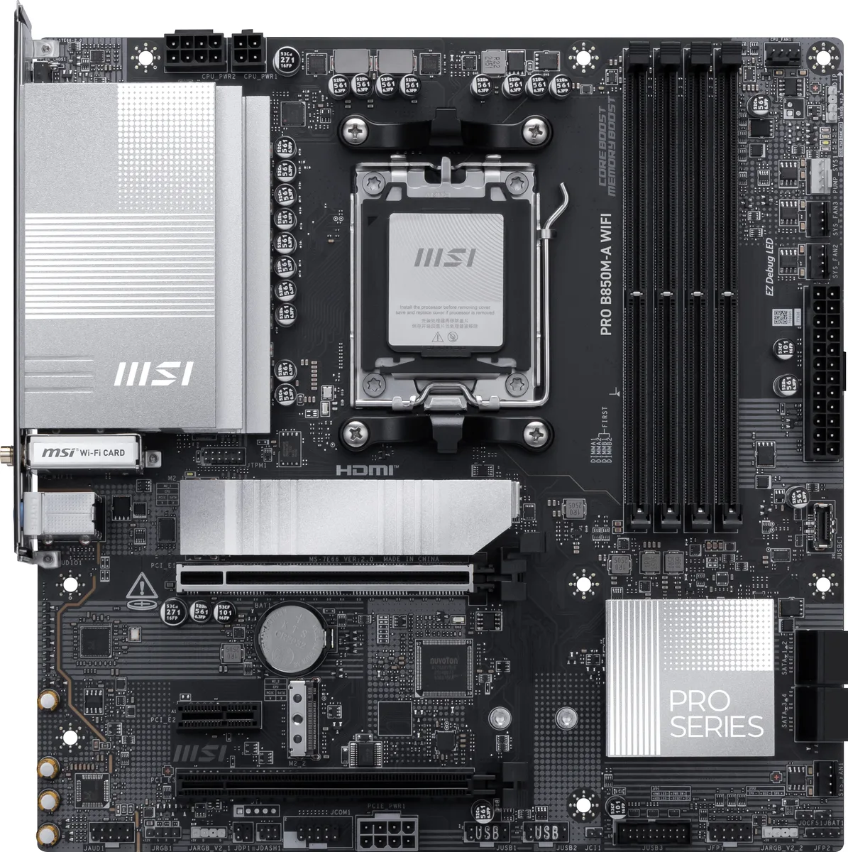 MSI MSI PRO B850M-A WIFI AMD motherboard — product photo