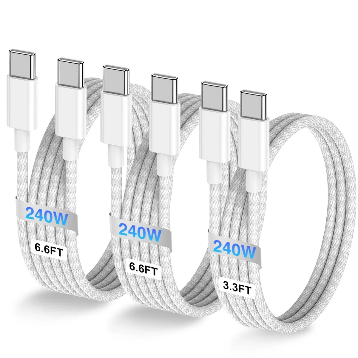 miqpower miqpower 240W USB-C to USB-C Cable 3-Pack 3.3FT 6.6FT 6.6FT — product photo