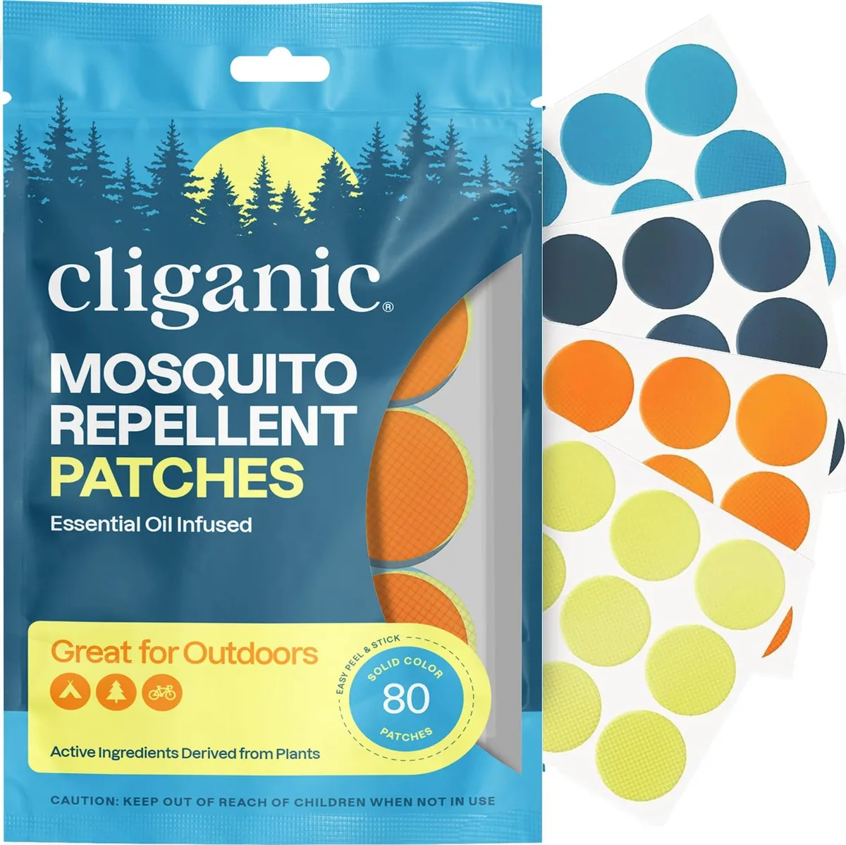 Sheet of 80 small coloured adhesive patches in a resealable pouch