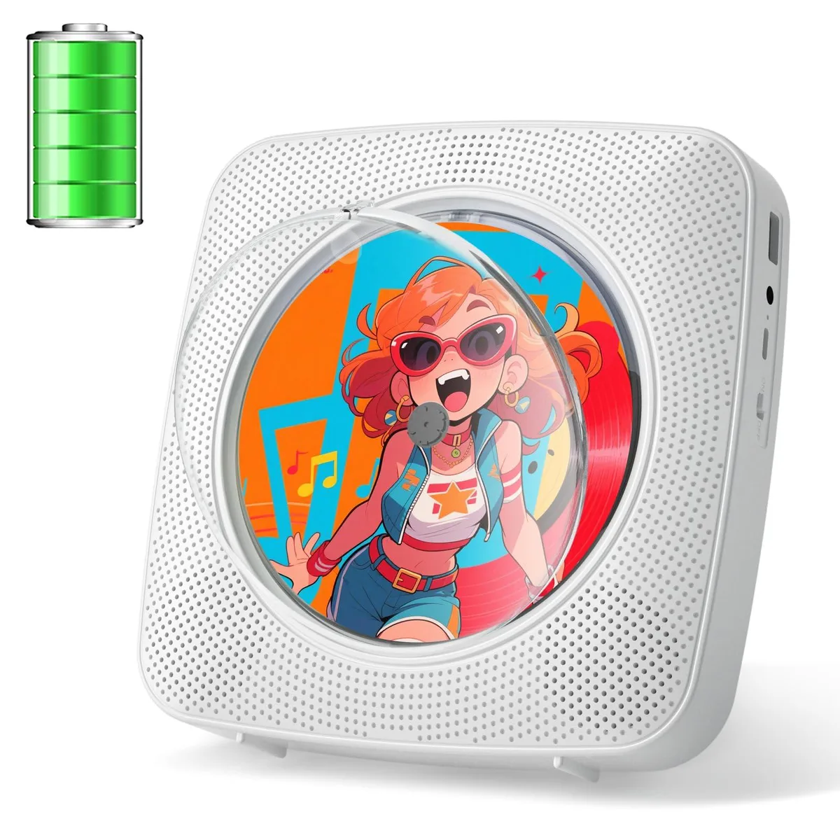 Portable CD Player Bluetooth 5.0 Light White 1800mAh — product photo