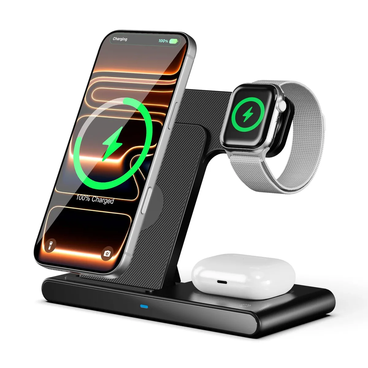  HortiHub 3-in-1 Foldable Wireless Charger Black — product photo