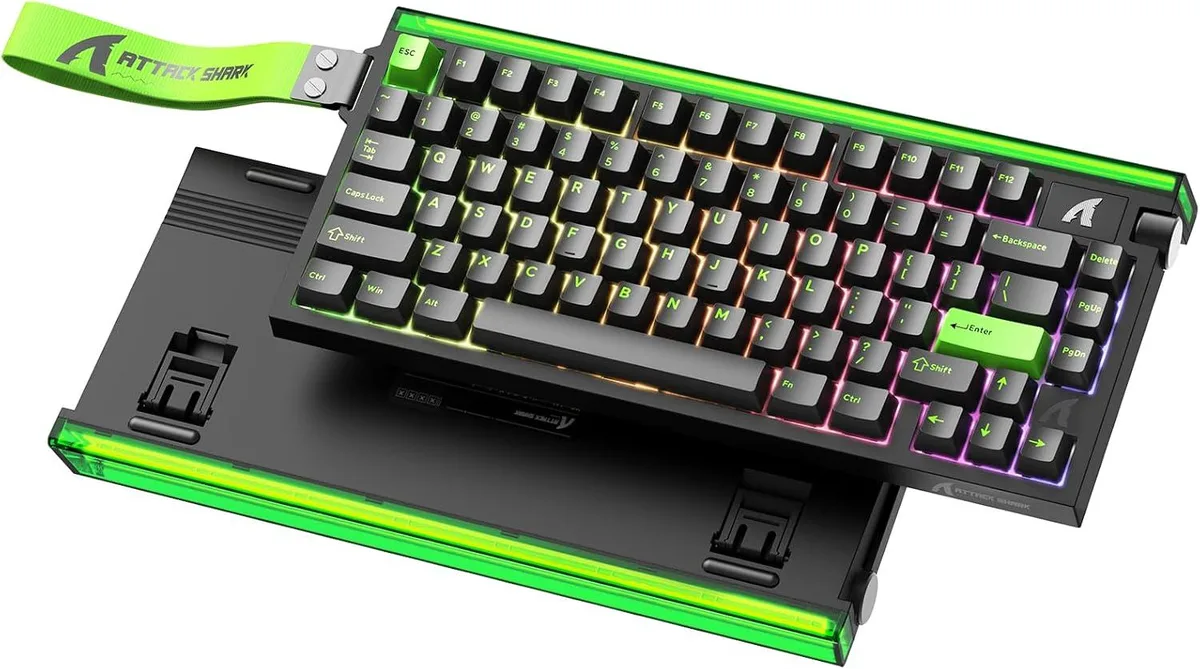 Attack Shark Attack Shark R85 HE Wired 75% Gaming Keyboard Black Green — product photo