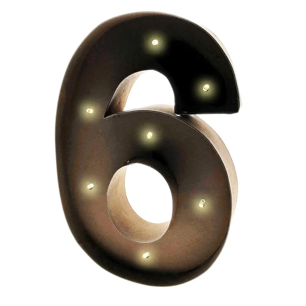 Vandue Corporation Vandue Corporation Modern Home LED Vintage Letter Number 6 11" Black — product photo
