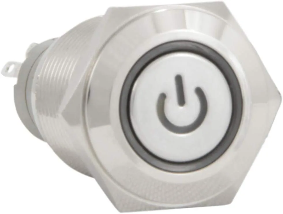 JacobsParts Inc. JacobsParts Inc. LTCH-C3-WHT 16mm 12V Latching Push Button Disconnect Stainless Steel White LED IP67 — product photo
