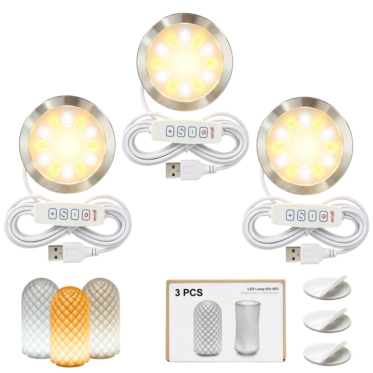  MH001 LED Lamp Kit 001 3PCS 125VAC 1.5m USB 3000K 4000K 6000K — product photo