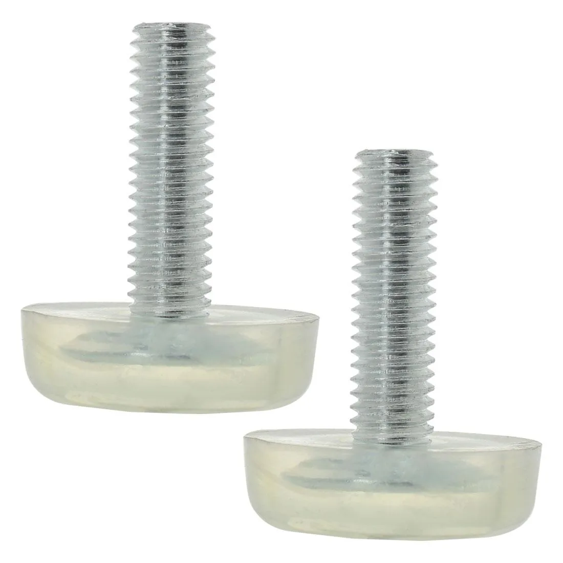 Two M8 adjustable leveling feet with plastic bases