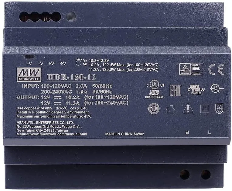 myVolts myVolts HDR-150 150W DIN Rail Power Supply 12V 15V 24V 48V — product photo