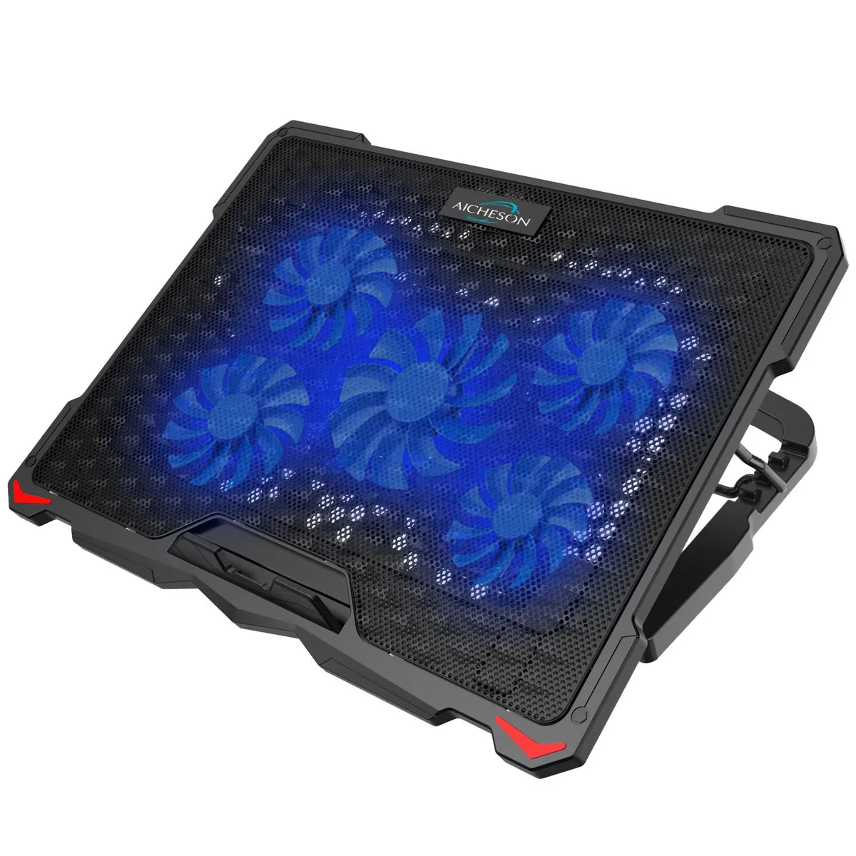 AICHESON AICHESON S035 laptop cooling pad 5 fans 17.3 inch blue LED 2 USB — product photo