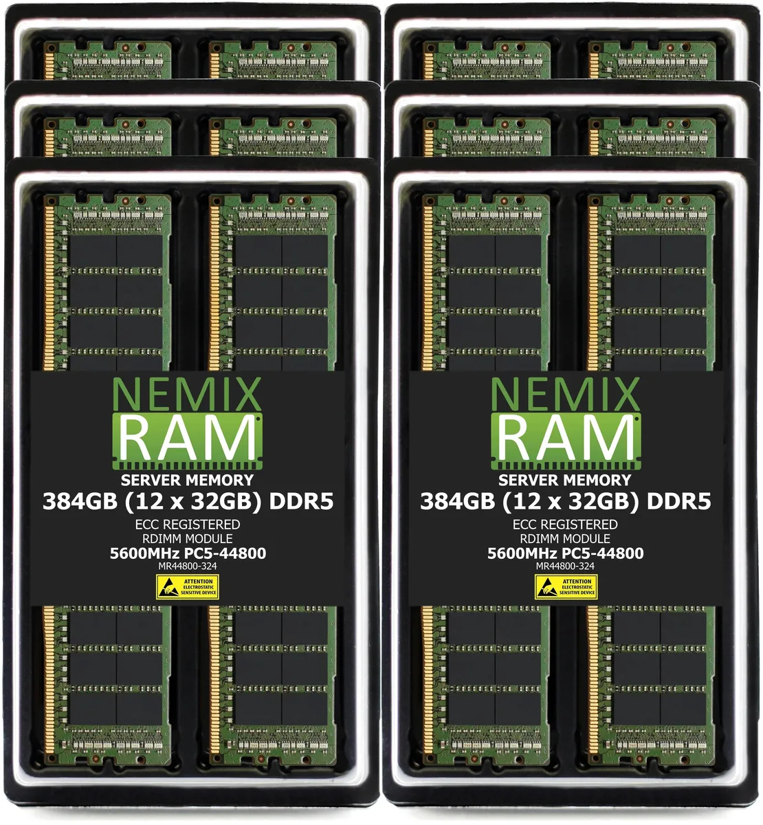 NEMIX RAM NEMIX RAM 384GB (12x32GB) DDR5 5600 CL46 2Rx4 ECC RDIMM Dell PowerEdge R6615 — product photo