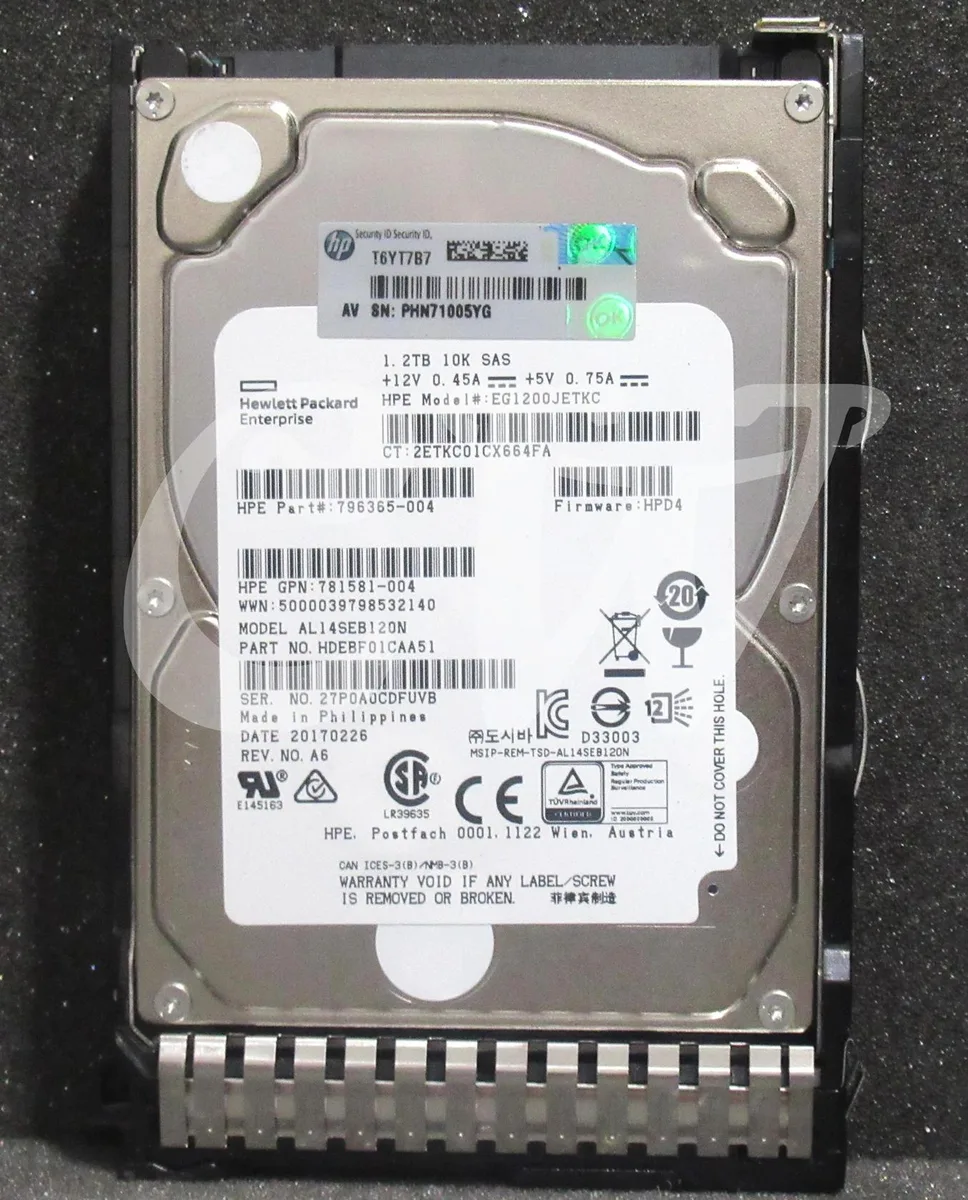 HPE HPE EG1200JETKC 1.2TB 10000RPM 12Gbps 2.5" SAS internal hard drive — product photo