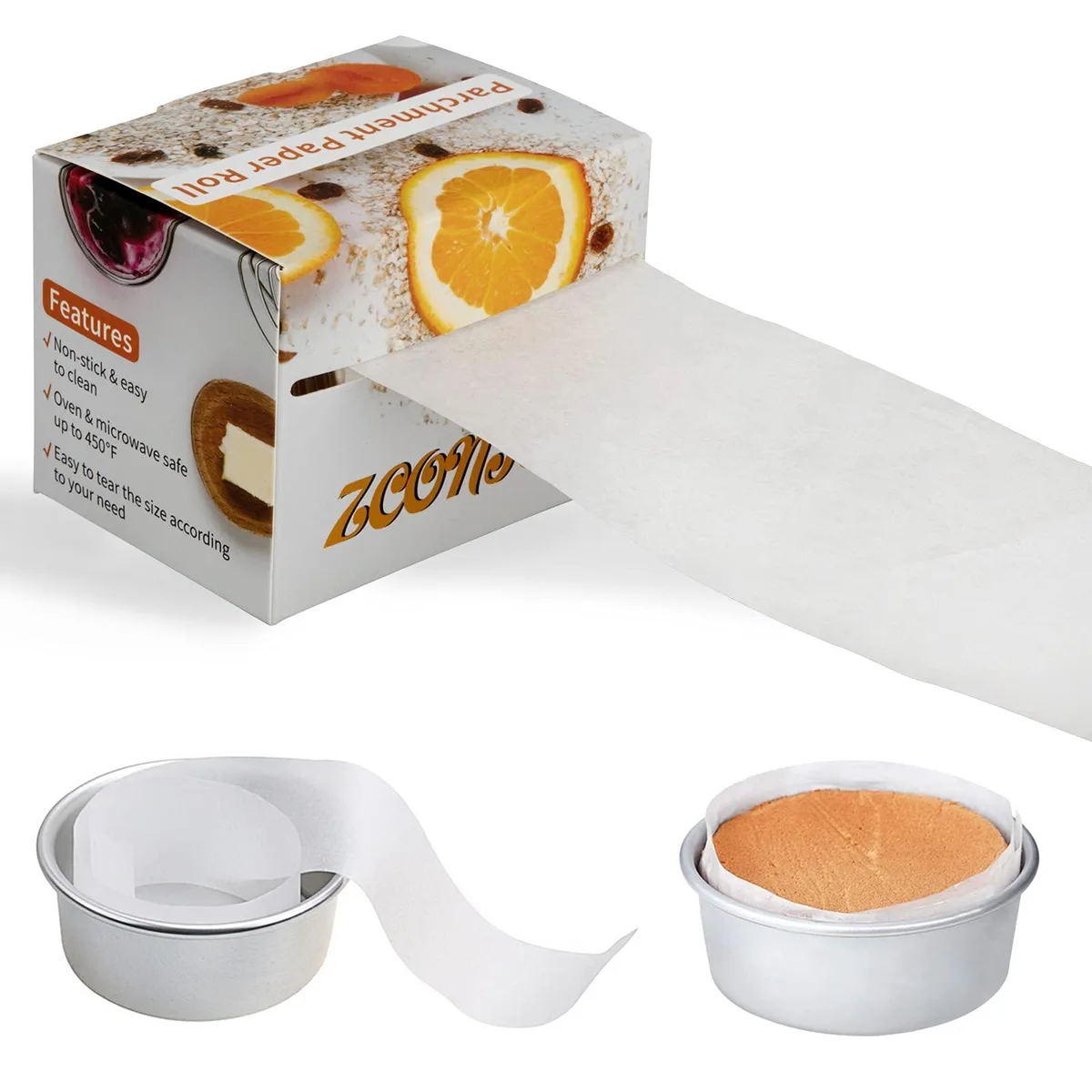 Unbleached parchment paper roll in a box, 2.75 inches wide, 164 feet long