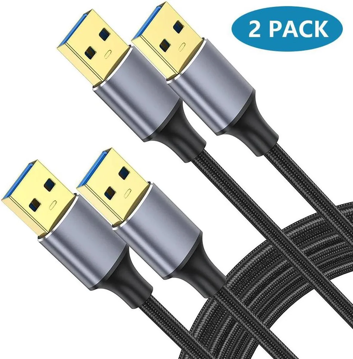 Vszerda Vszerda USB 3.0 A Male to Male Cable 2 Pack 3.3FT Braided — product photo
