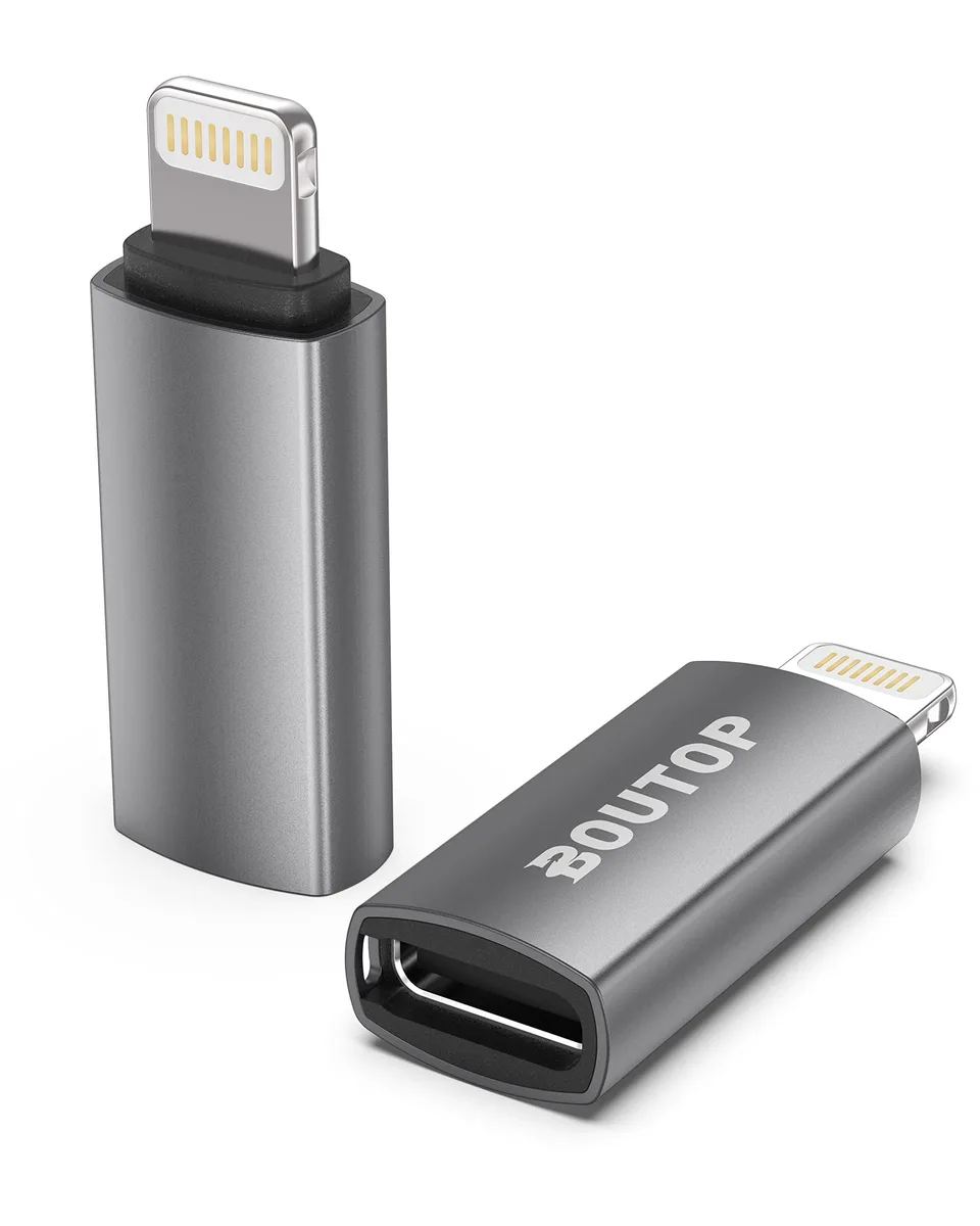  OUTDO 2C31 USB-C to Lightning Adapter 27W PD Silver Grey 2 Pack — product photo