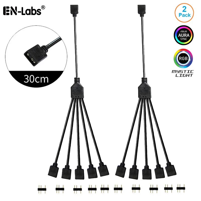 EN-Labs EN-Labs 5VRGBSPL1X5 2-Pack 1-to-5 3-Pin Addressable RGB Splitter Cable — product photo