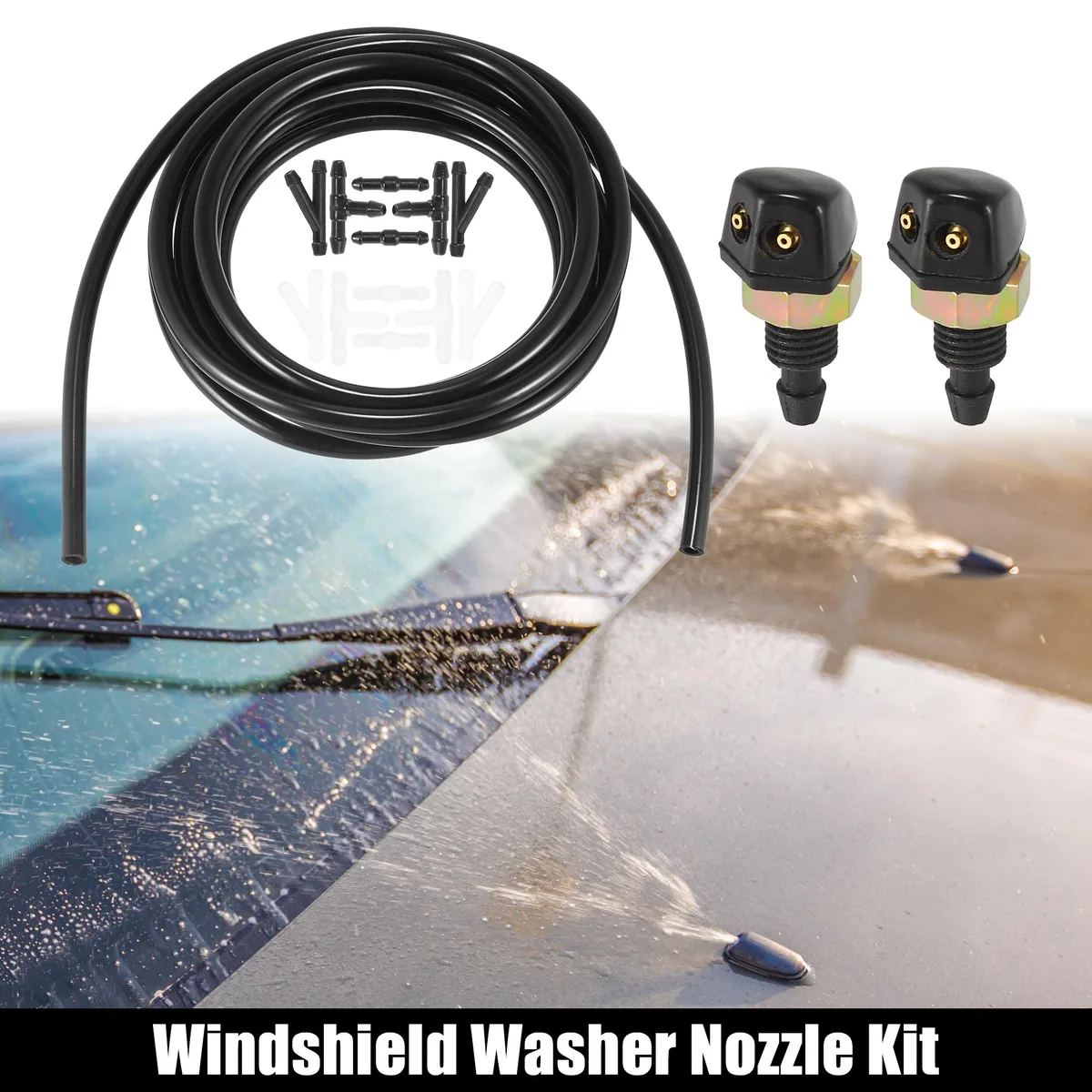 Unique-Bargains Unique-Bargains Universal Front Windshield Washer Hose Kit 3m Hose 12 Connectors Pack of 15 Black — product photo