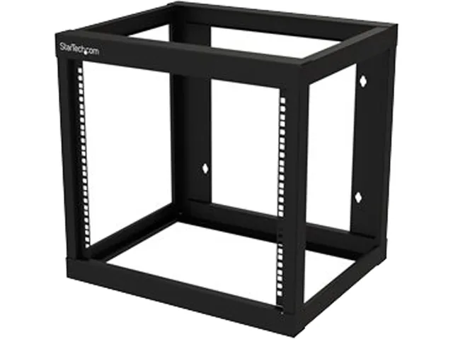 Black metal 9U open-frame wall rack 18in deep fully assembled