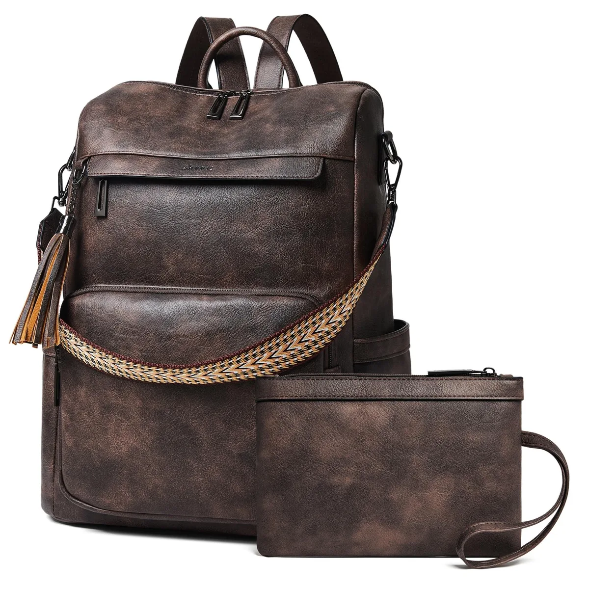 BESIGN BESIGN Vegan Leather Laptop Backpack 15.6 inch 2 in 1 accessory — product photo