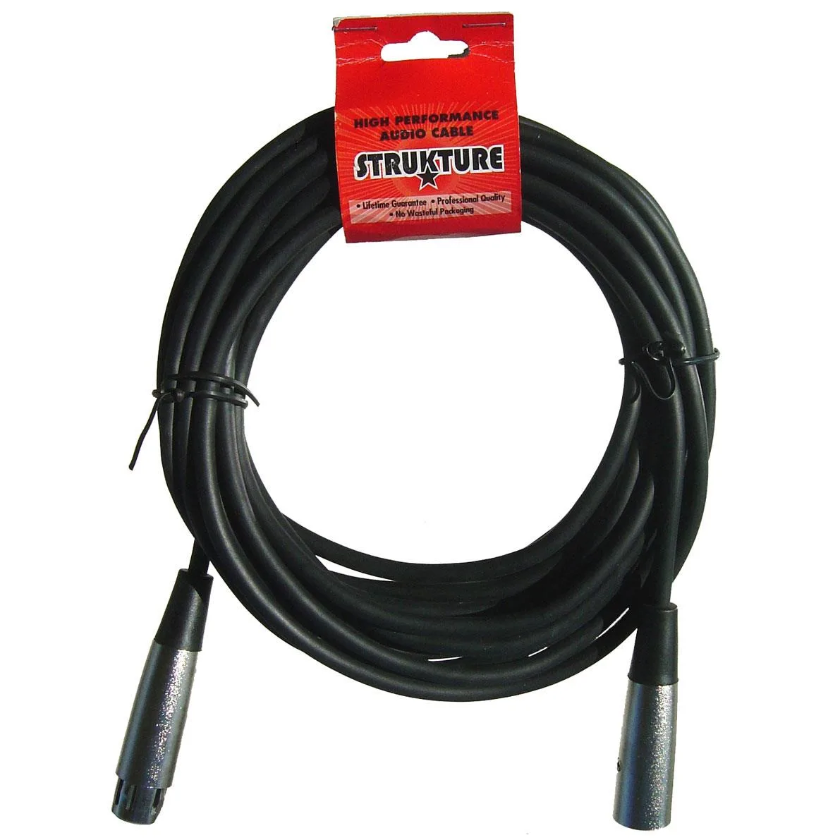 Black rubber XLR microphone cable six feet long