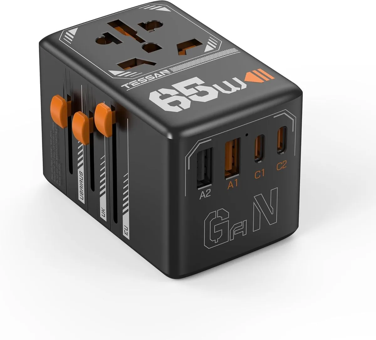 BFKK BFKK GaN 65W Universal Travel Adapter straight blade plug — product photo