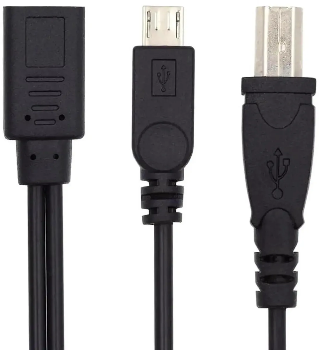 SMUGDESK SMUGDESK 30 cm USB-C Female to Micro USB &amp; USB 2.0 Type-B Male Splitter Cable — product photo