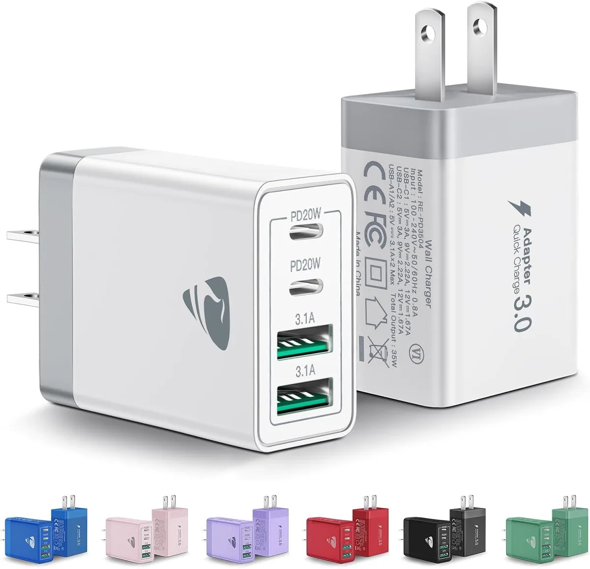 ONITOON ONITOON 40W 4-Port USB-C Wall Charger 2-Pack — product photo
