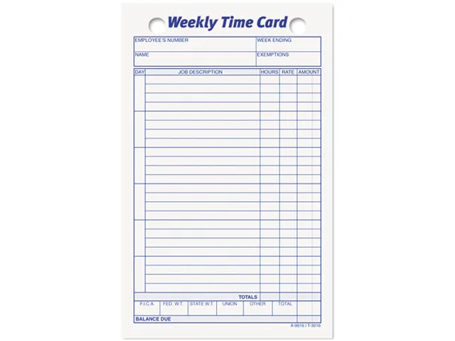 TOPS TOPS 3016(TOP) Weekly Time Cards 100 Pack inventory supply — product photo