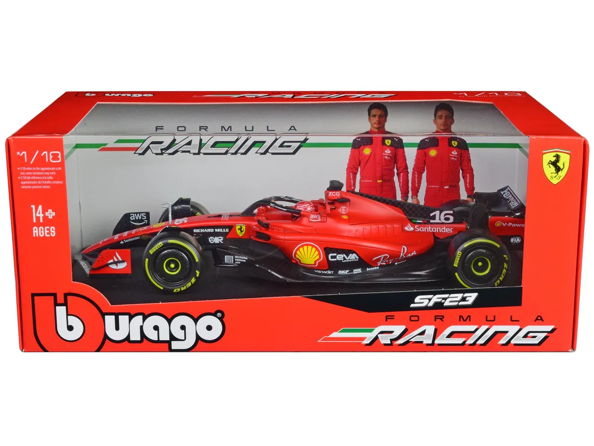 BBURAGO BBURAGO Ferrari SF-23 #16 Charles Leclerc 2023 1/18 Diecast Car — product photo