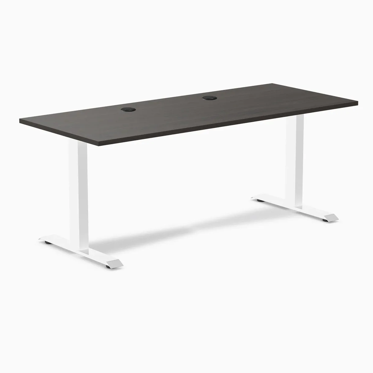 Desky Desky Zero Laminate Desk Burnished Wood White 70.9 x 29.5 in Grommets — product photo