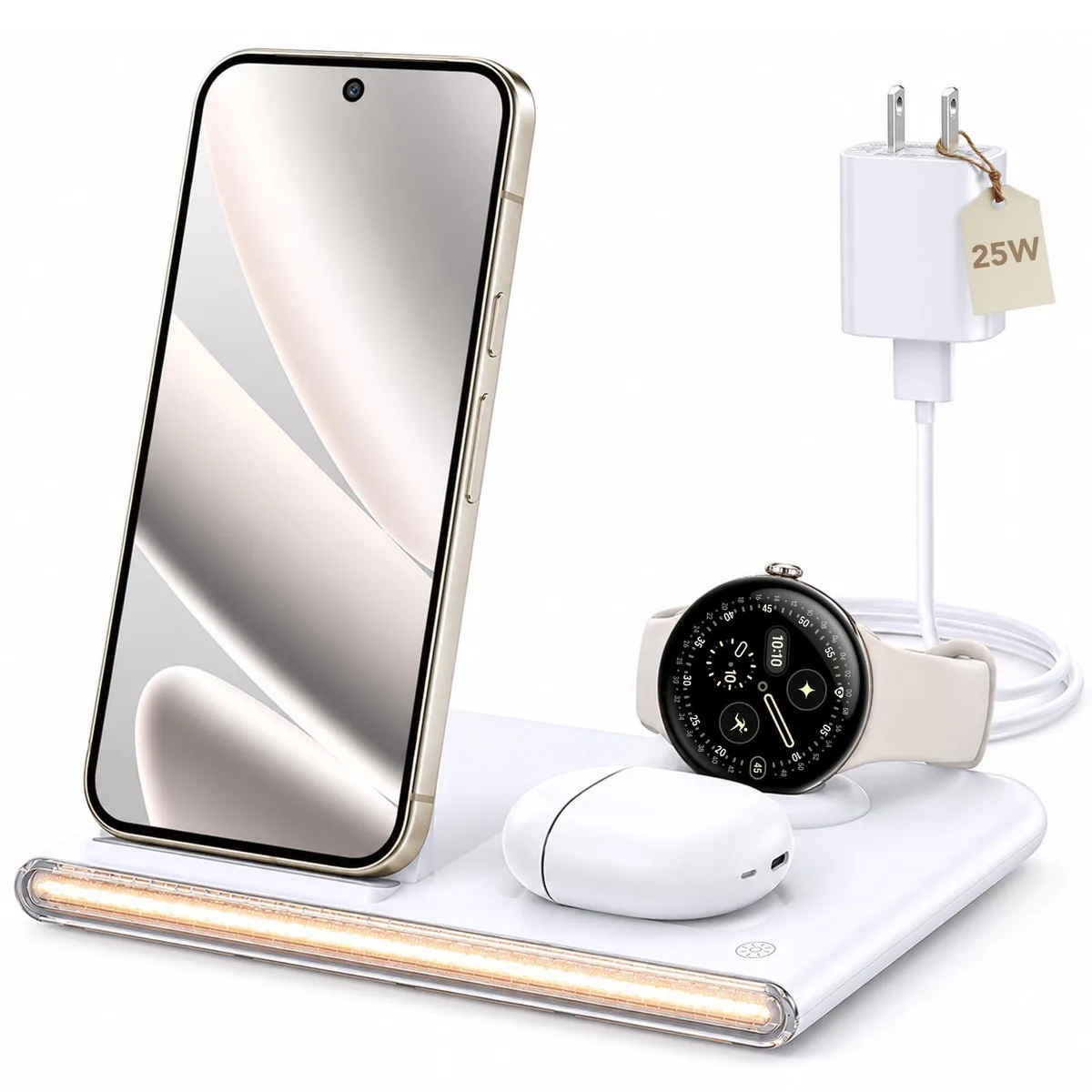 Aresh foldable 3-in-1 charger in black for Pixel Watch 4 15W