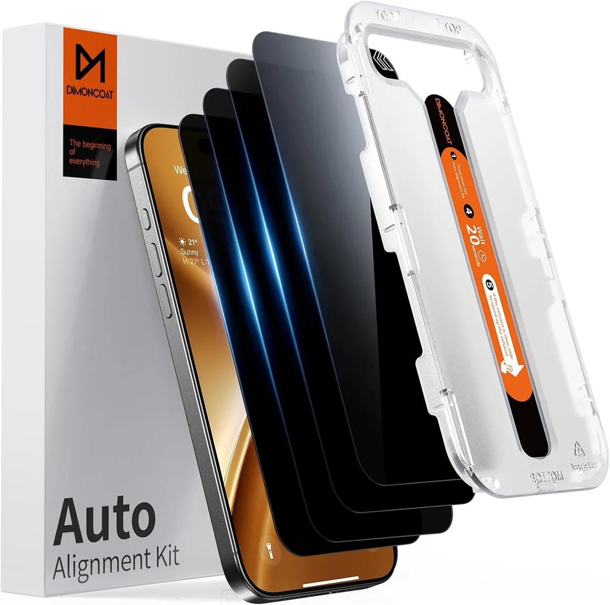 Four clear tempered glass protectors with auto alignment kit for iPhone 16 Pro