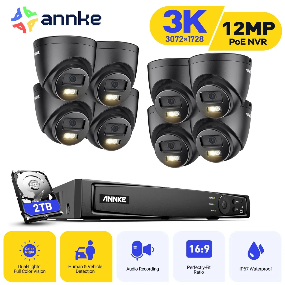 Annke Annke H.265+ 8CH PoE Security System 12MP NVR 8×3K Cameras 2TB — product photo