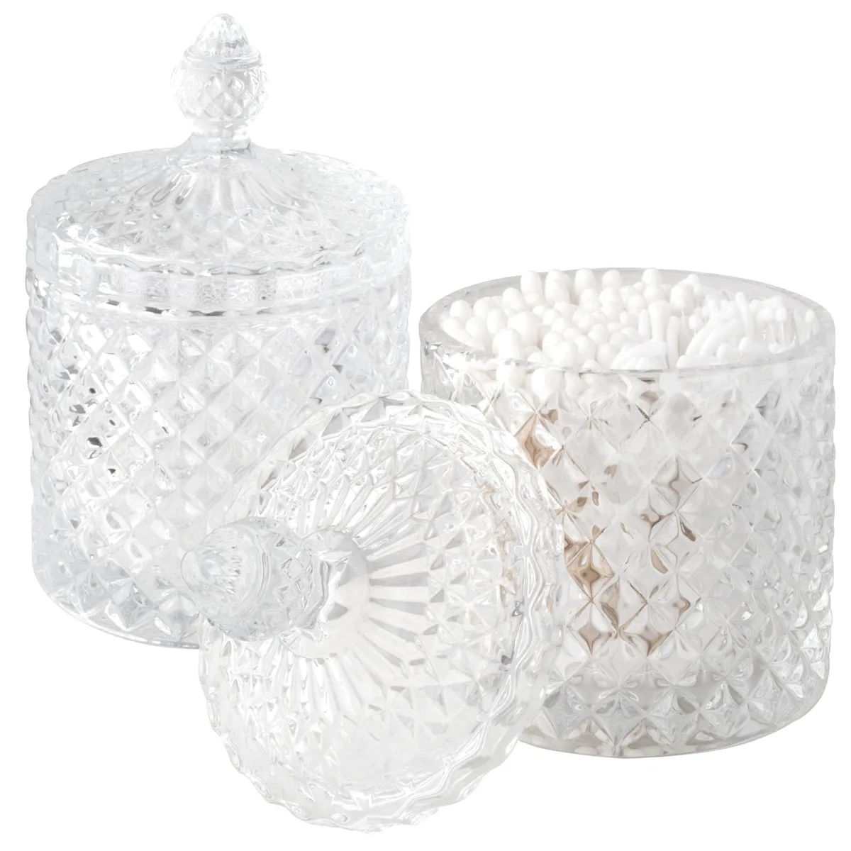  rejomiik 2 Pack 10 oz Clear Glass Apothecary Jars with Lid 3.35 in x 5.5 in — product photo