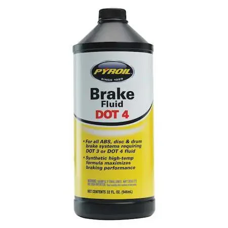 32 oz amber brake fluid bottle with OSHA label