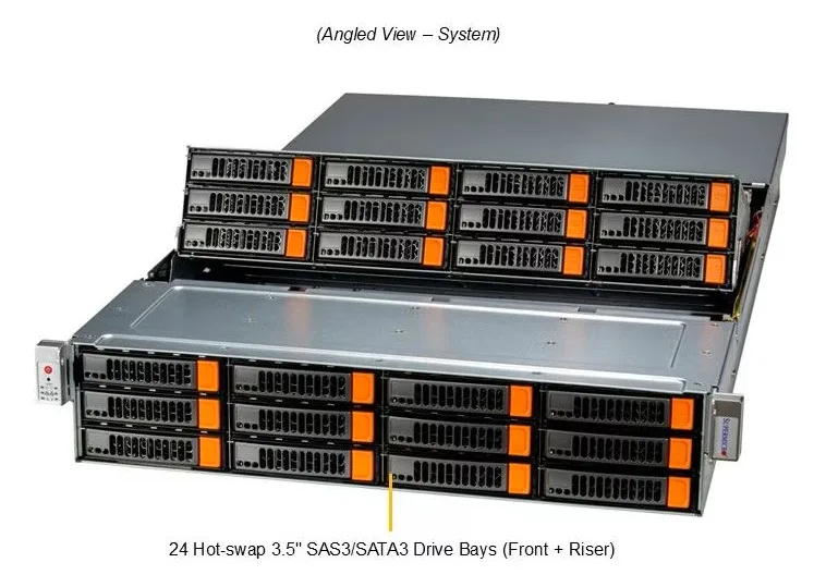 Supermicro Supermicro ASG-2015S-E1CR24H-G1 2U rack server EPYC 9124 256GB DDR5 2x20TB SATA 960GB NVMe — product photo