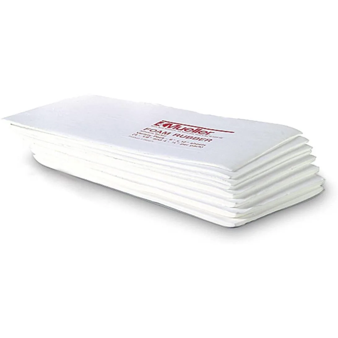 White rectangular foam sheet with adhesive backing visible on one side