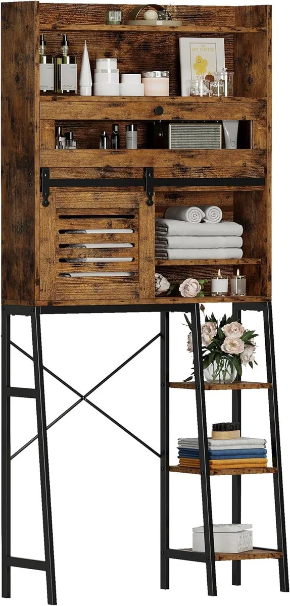 BFKK BFKK Over The Toilet Storage Cabinet Sliding Barn Door Vintage Brown 30.9 x 11.8 x 71.6 — product photo