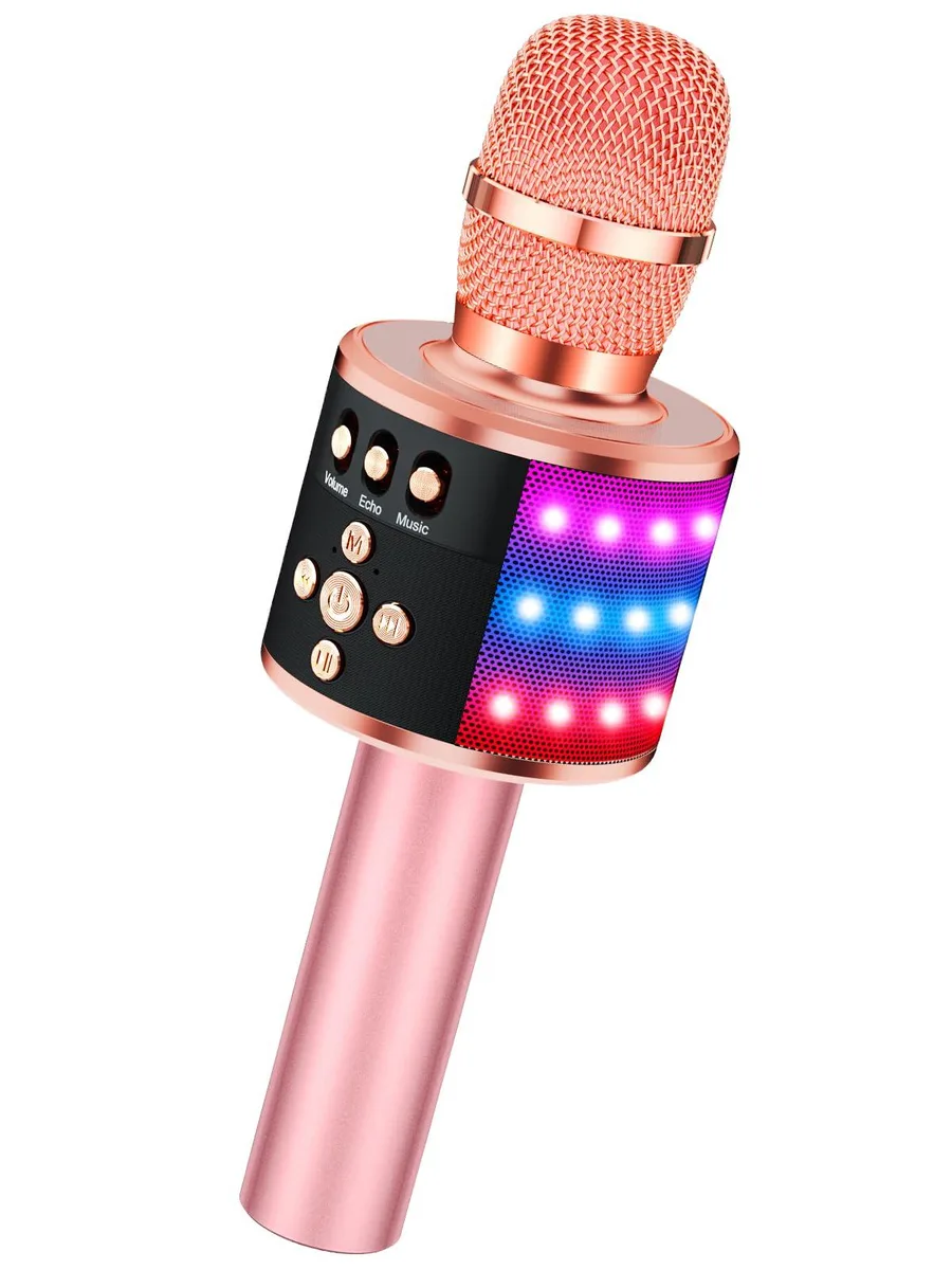  BONAOK Q78 Rose Gold Bluetooth Karaoke Microphone — product photo