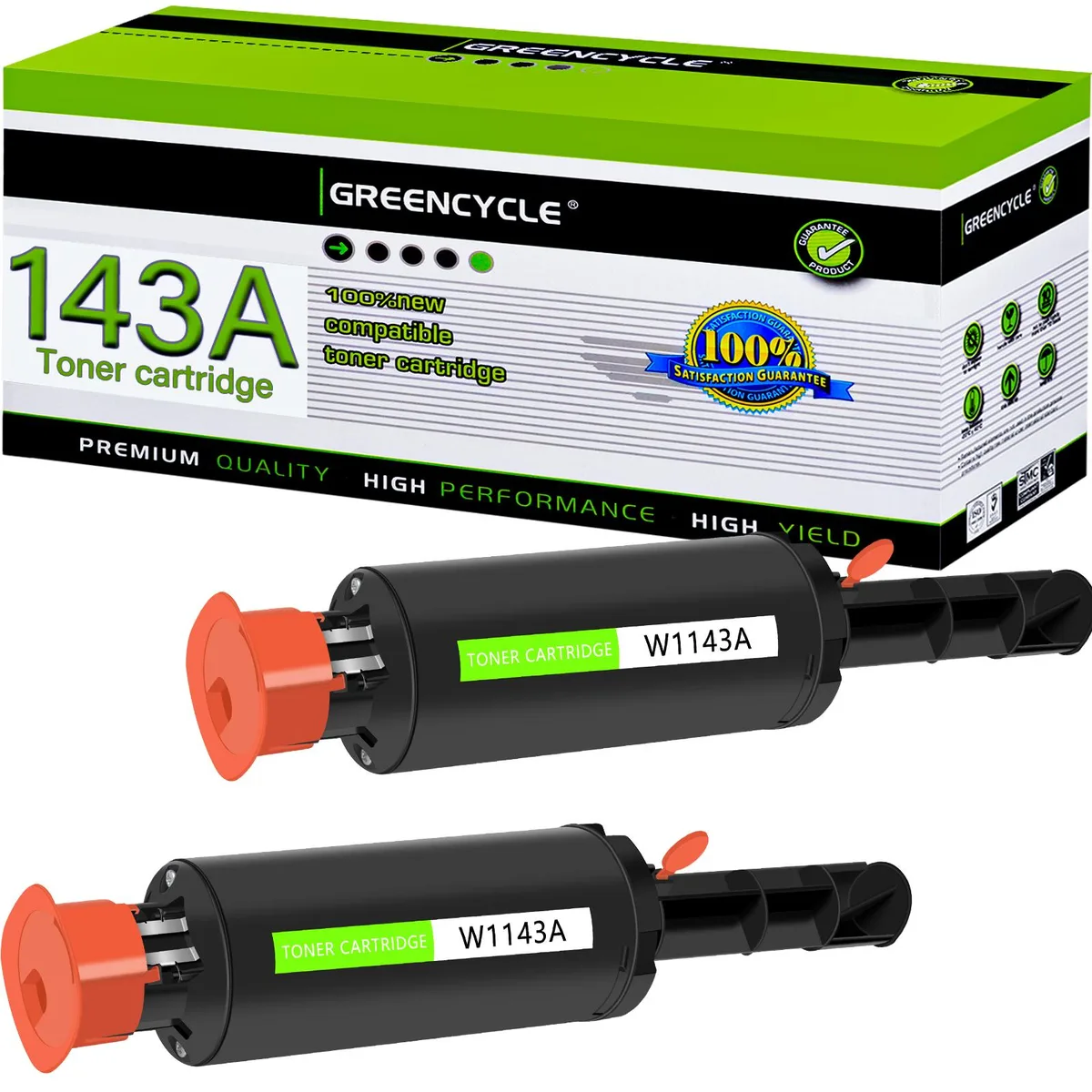 GREENCYCLE GREENCYCLE W1143A Compatible Black Toner Cartridge 2 Pack — product photo