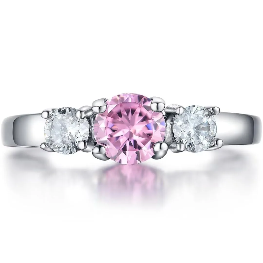  AILAAILA October Birthstone Ring Pink CZ Stainless Steel Size 3 — product photo