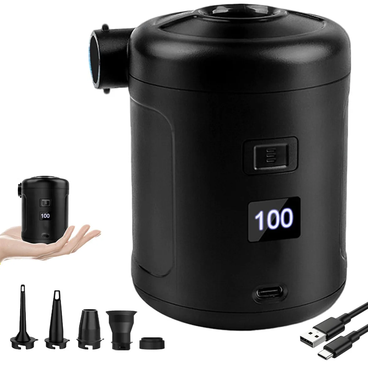  Raracasa2026 6000mAh air compressor 500L/min 5 nozzles — product photo