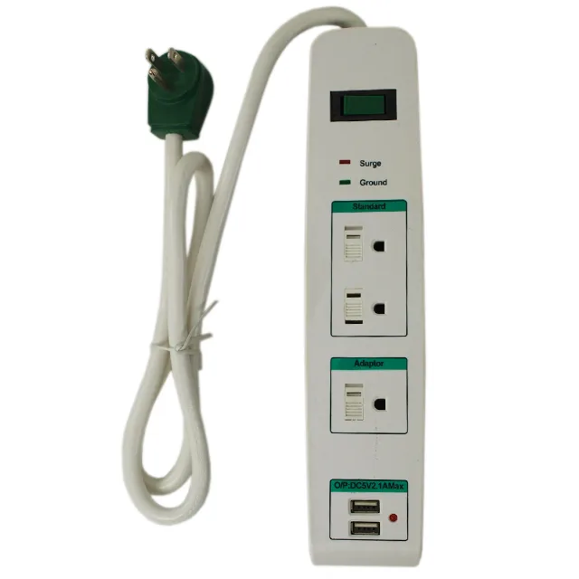 Go Green LED Bulbs Go Green LED Bulbs GG-13103USB 3 Outlet Surge Protector 2 USB Ports 1200 Joules White — product photo