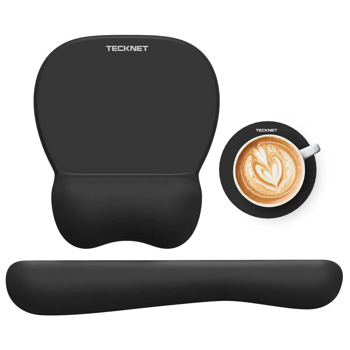  TECKNET MGM01124 Gel Mouse Pad &amp; Keyboard Wrist Rest Set Black 17.52 x 9.45 in — product photo