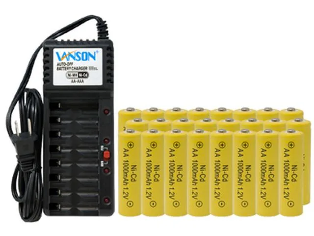DUSLAN DUSLAN V868 8-bay AA/AAA charger with 24 AA 1000 mAh NiCd batteries — product photo