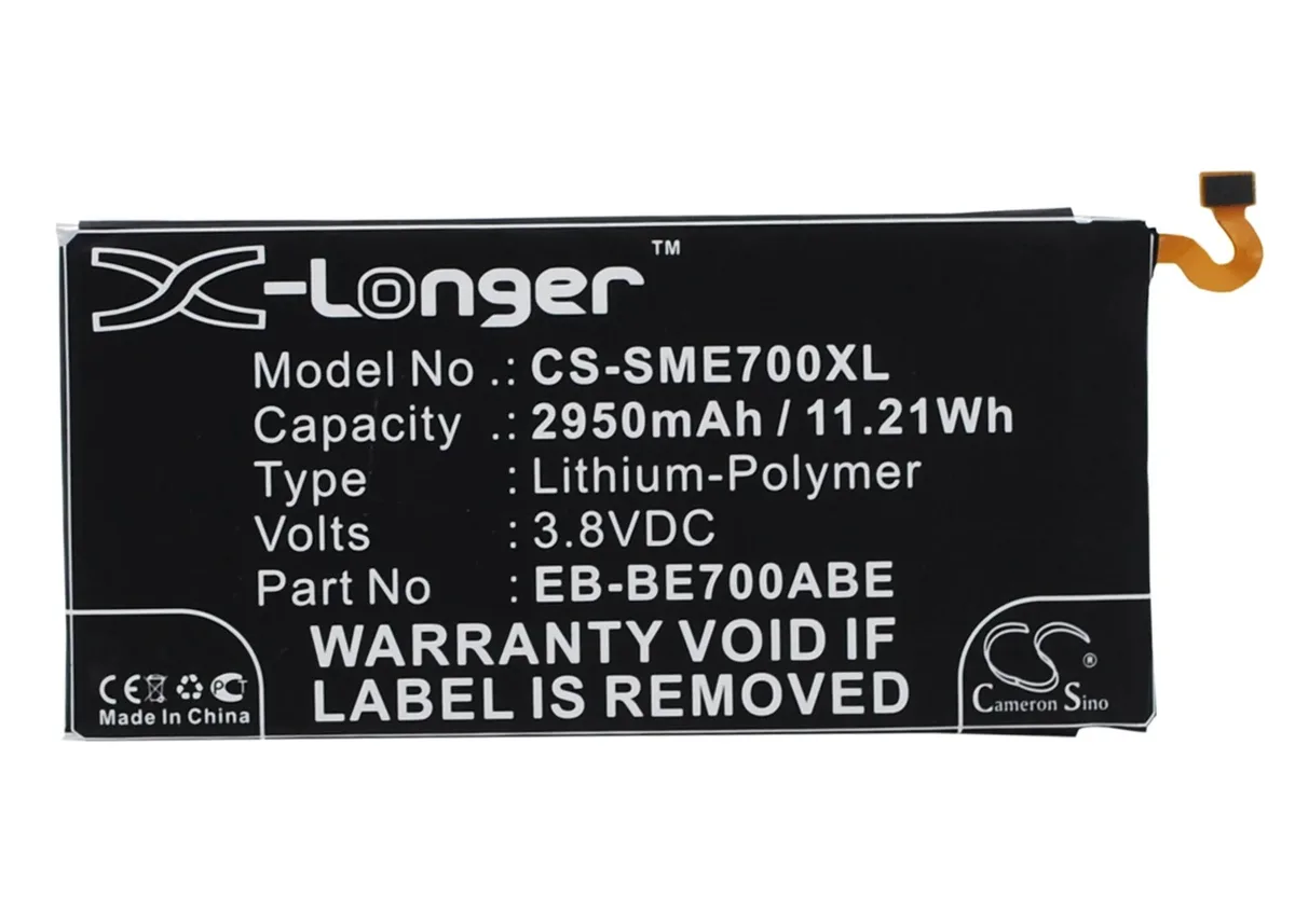 Rectangular smartphone replacement battery with gold contacts