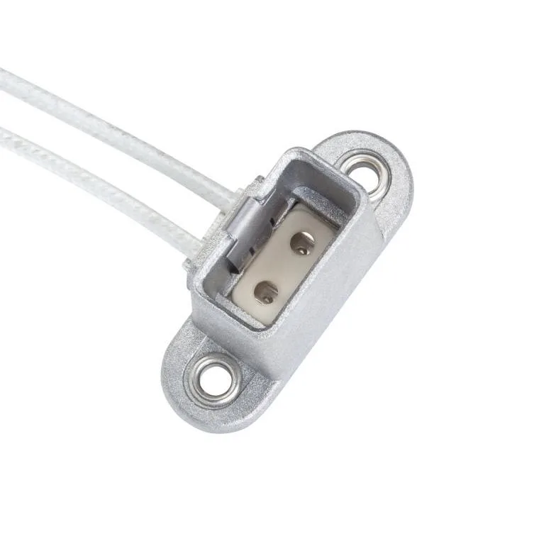 Amber G9.5 lamp holder with wire leads