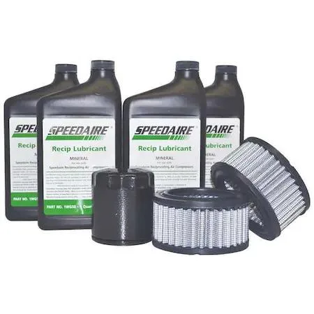 SPEEDAIRE air compressor maintenance kit with oil filter, two air filters and four quarts of oil