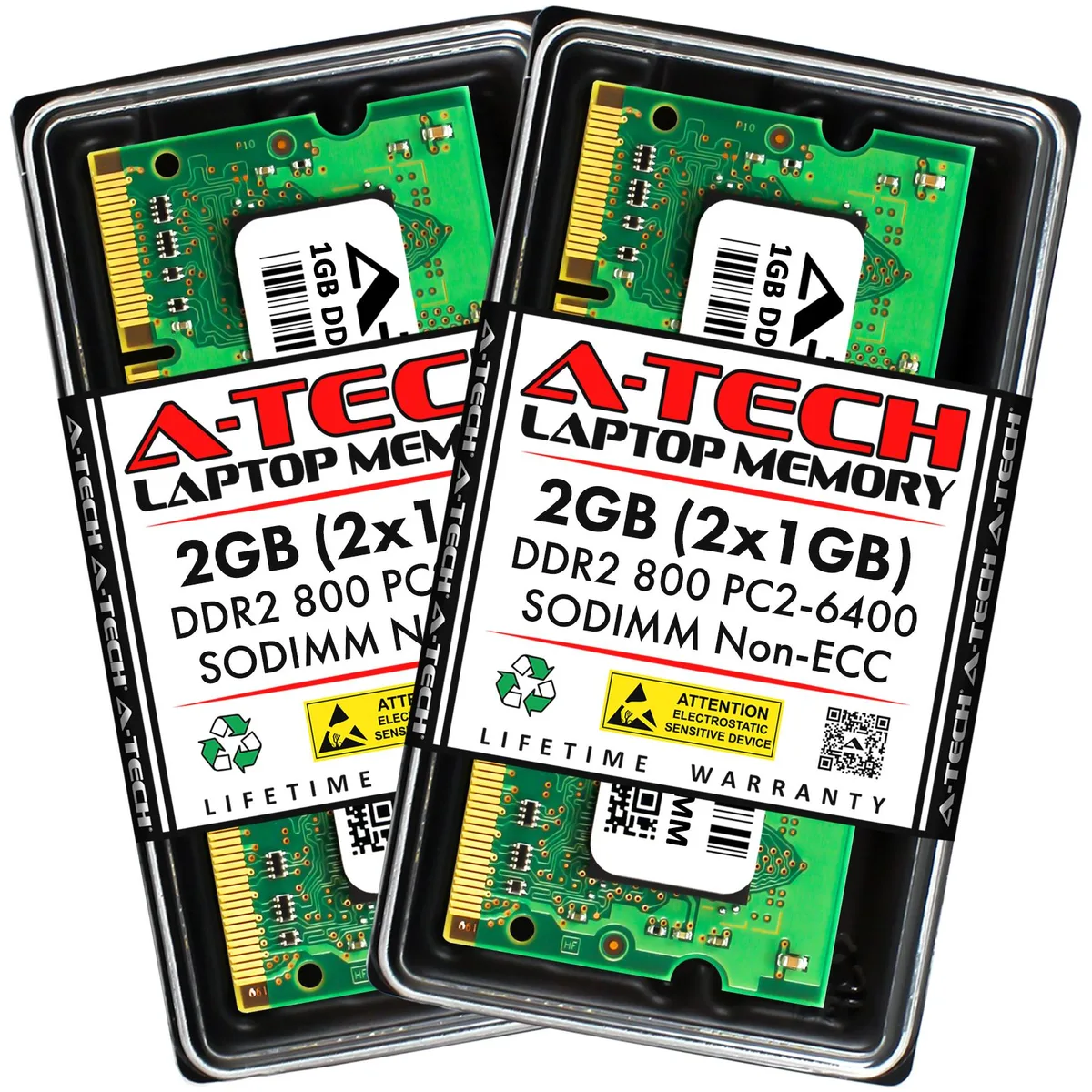 A-Tech A-Tech 2GB DDR2 800MHz SODIMM 200-Pin CL6 1.8V Laptop RAM Kit — product photo