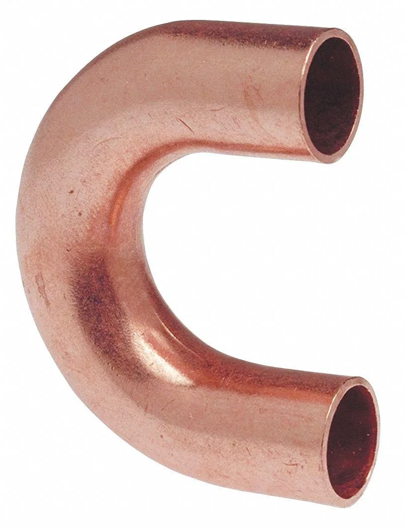 Small copper return bend coupling with two cup ends
